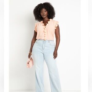 NWT ELOQUII Ruffle Shell- Dusty Pink